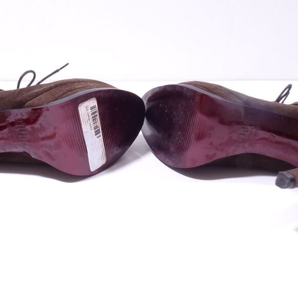 LIU JO Women's Brown Suede Shearling Fur Platform Lace Up High Ankle Boots Sz 37 - Picture 8 of 10